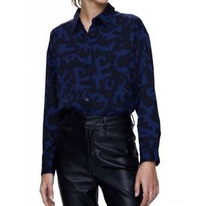 NEW WILD PONY muse long sleeve top in black/ blue